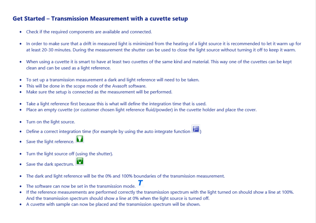 Get Started  Transmission Measurement with a cuvette setup - Avantes Spectroscopy
